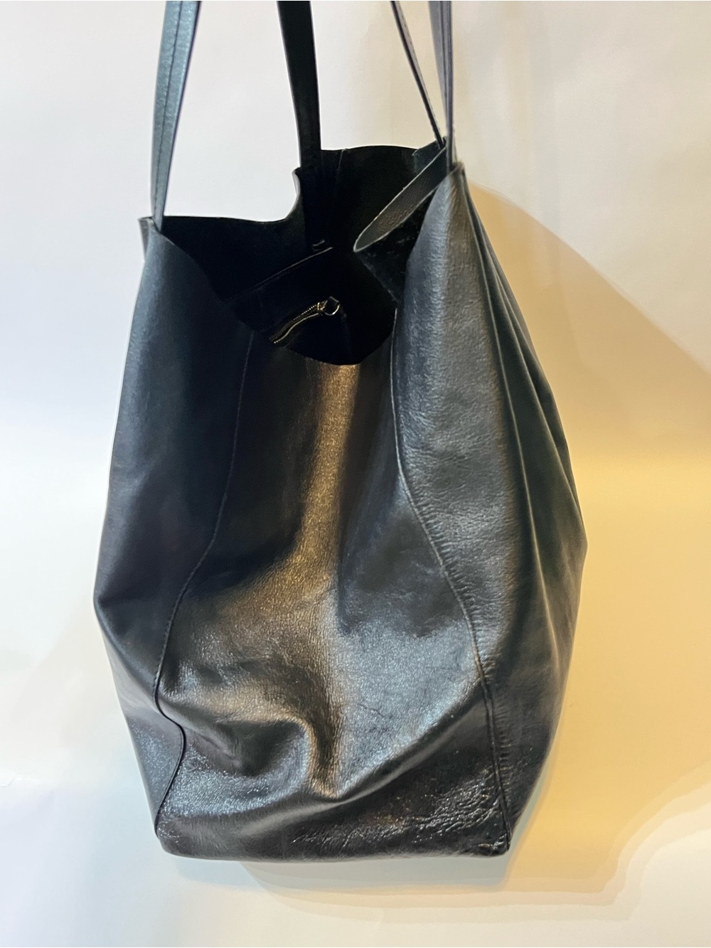 Vintage Céline Black Leather Oversized Slouchy Tote Bag 🇮🇹 - Picture 4 of 16